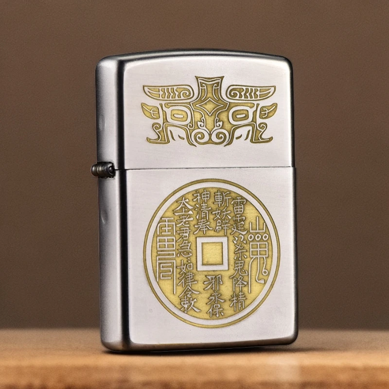 zippo打火机正版铜常规/镀铬符文之宝防风煤油DY9902DK送男友礼物
