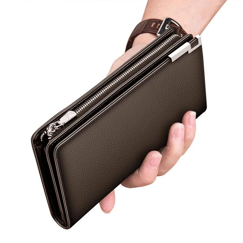 男钱包长款皮夹钱夹手包商务拉链手机包中青年男士大容量多卡位潮