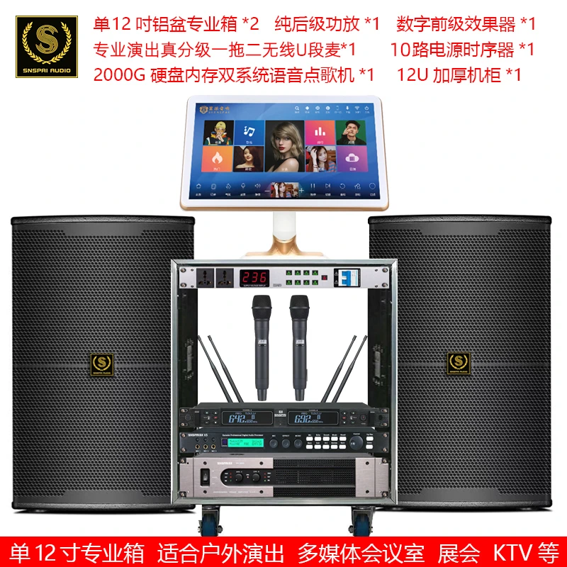 SNSPAI12寸KTV多媒体会议娱乐专业音响 15寸专业酒吧舞台演出音箱