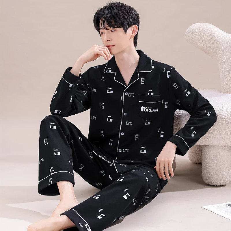 男款睡衣长袖宽松睡衣男秋季25年新款口袋创意潮休闲可外穿男士