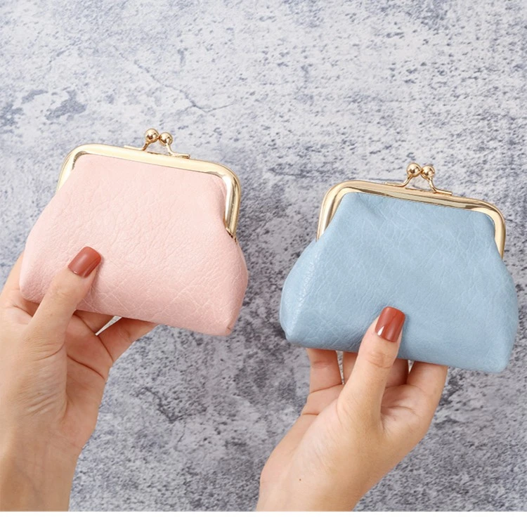 简约复古时尚ins搭扣零钱包女士糖果色便携小巧硬币包零钱手拿包