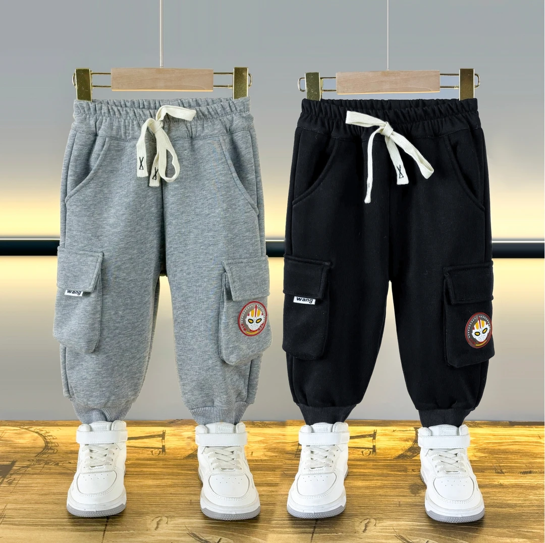 2024 秋冬新款亮灯奥特曼加绒卫裤中小童装洋气宝宝儿童休闲长裤