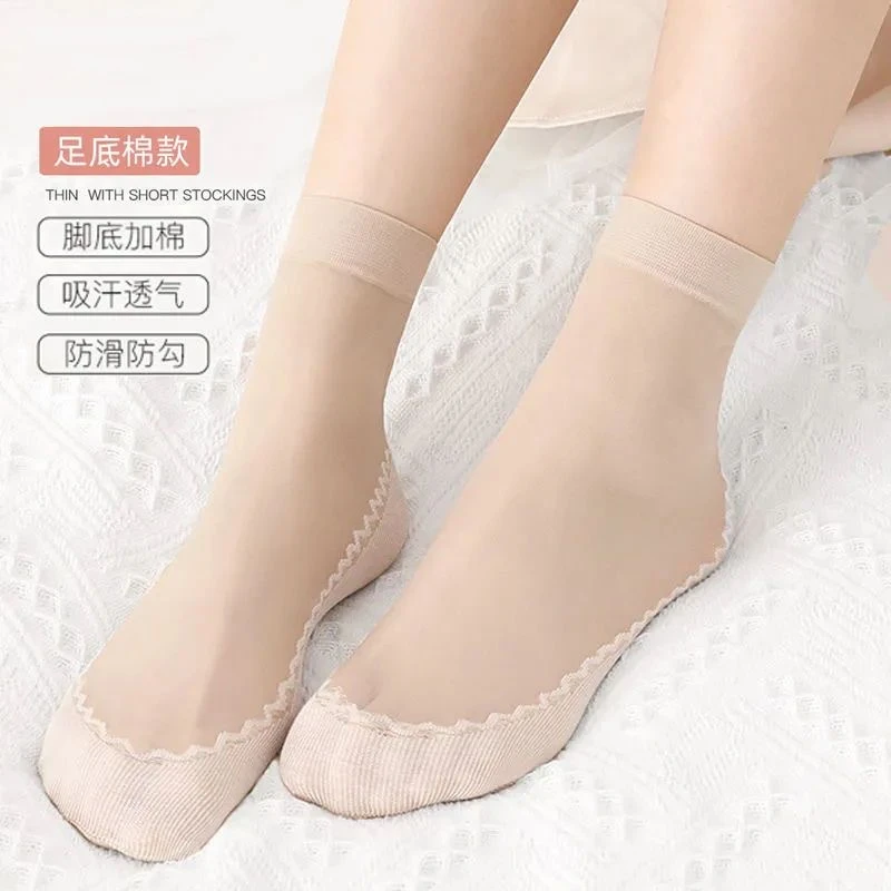 丝袜妈妈款袜子夏薄款足底防滑中年老人袜奶奶婆婆耐磨短袜透气