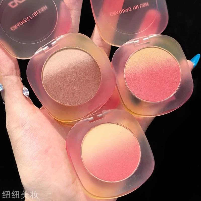 新款CVZ三色渐变腮红修容盘脏脏茶粉色不易飞粉暖色腮红自然裸妆