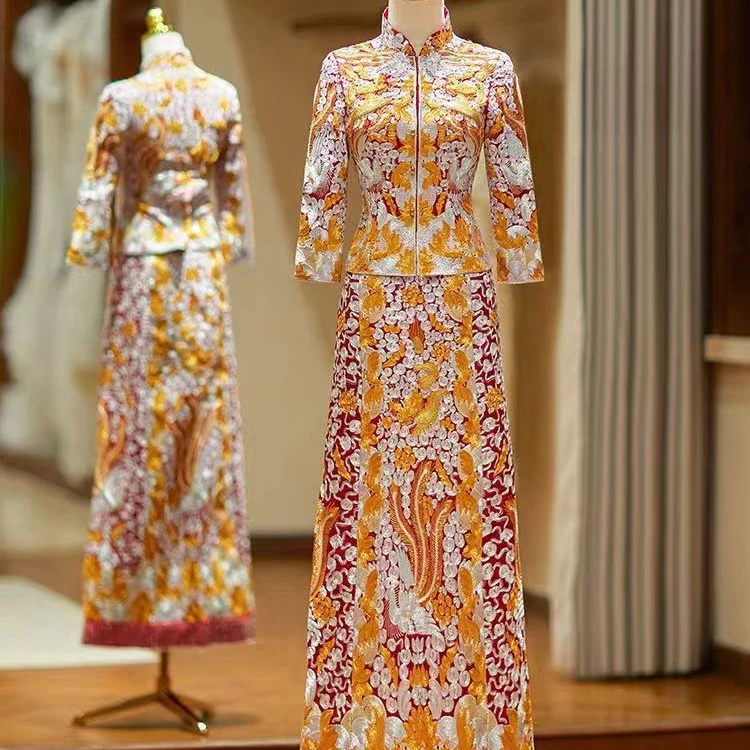 秀禾服婚服2024新款显瘦中式新娘结婚嫁衣重工凤冠霞帔秀和出阁服