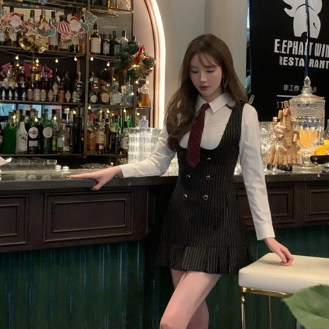 【清仓】高校条纹JK背心裙