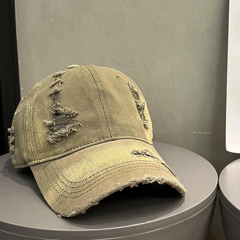 新疆包邮大头围水洗做旧破洞棒球帽女春夏遮阳百搭鸭舌帽子显