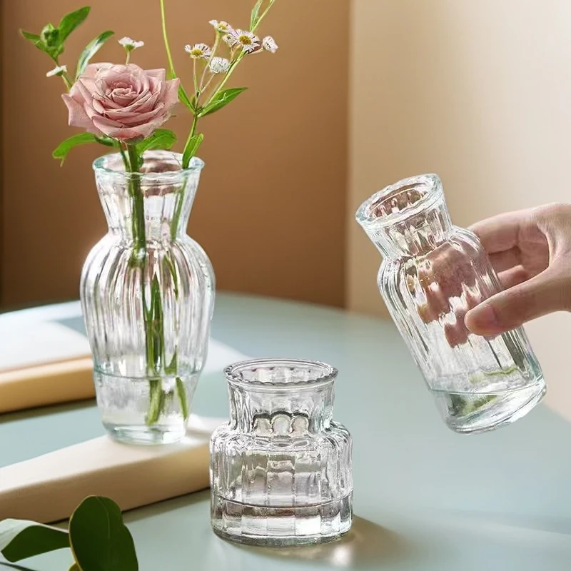 创意透明玻璃小花瓶玻璃花瓶客厅插花ins风水培绿植桌面装饰摆件