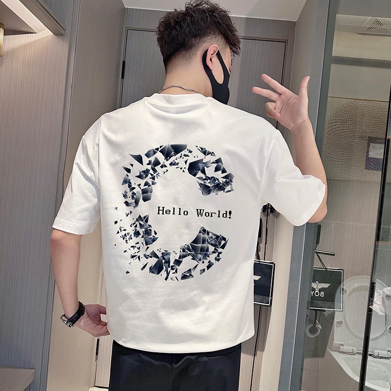 网红爆款短袖t恤男士夏季2025新款圆领纯棉半袖男装痞帅体恤衣服