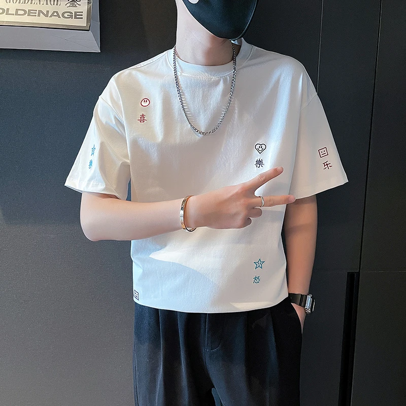 痞帅短袖t恤男士夏季2023新款爆款网红半袖体恤衫情侣装潮牌上衣