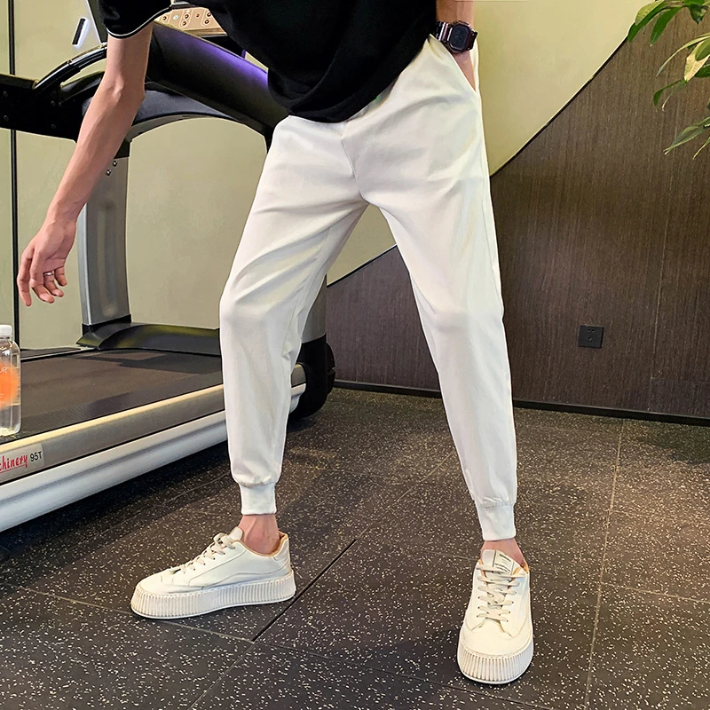 冰丝白色裤子男士春夏2024新款爆款休闲九分裤男装高级感痞帅男裤