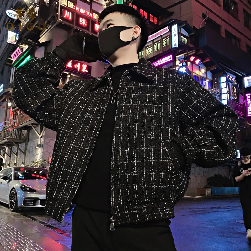 翻领小香风夹克男士春秋季休闲外套2025新款爆款加绒加厚痞帅上衣