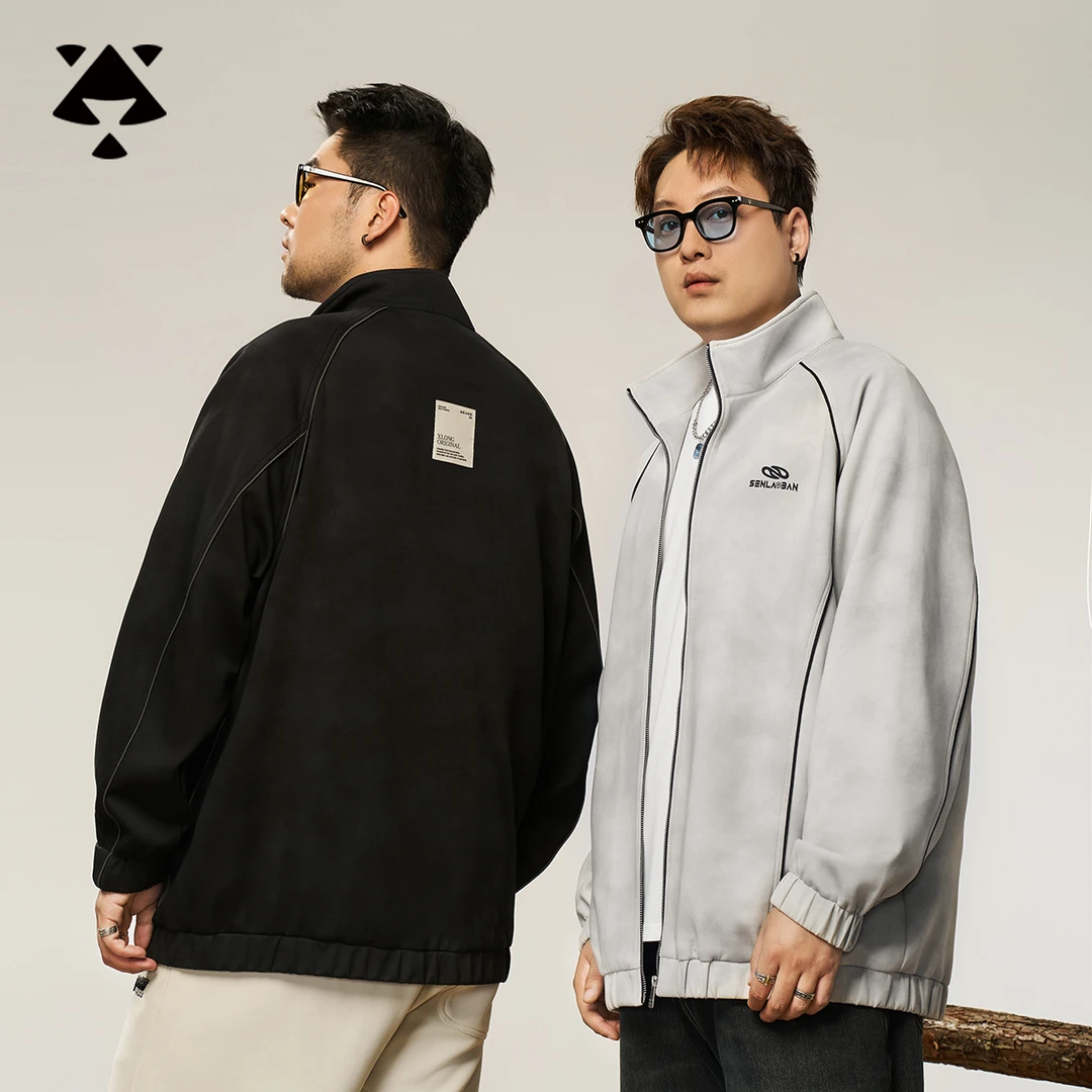 【水洗扎染】森老板大码男装春秋季外套运动休闲宽松显瘦立领夹克