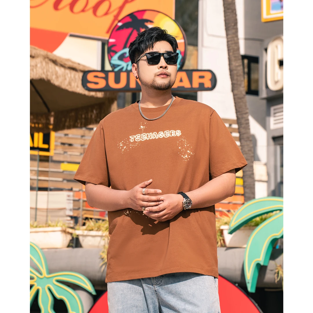 【透气印花】森老板大码男装夏季休闲百搭宽松加肥加大潮流亲肤短袖