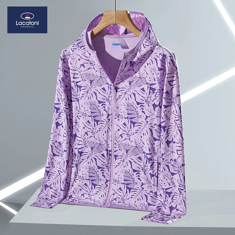 女士冰丝透气印花防晒衣女长袖轻薄防紫外线迷彩连帽夏季防晒服