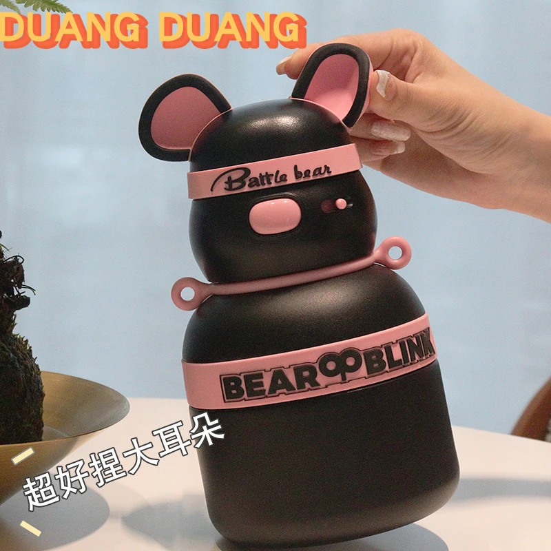 联名不锈钢陶瓷内胆保温保冷便携式吸管水杯两用可背大容量双饮杯