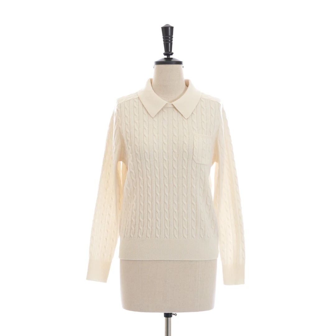 ^3宝^【口袋针织 上衣】气质时尚休闲翻领长袖上衣S34087