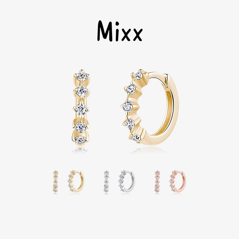 925银合成锆石耳饰 Mixx靡诗夏季新品波光小耳圈3色可选基础日常