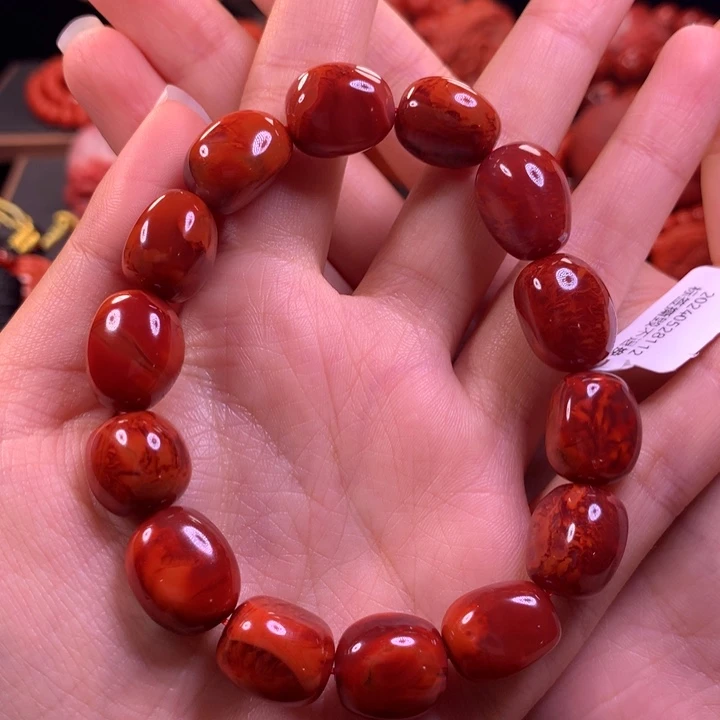 【闪购商品】南红玛瑙随行牛血火焰手串未镶嵌晚***霞
