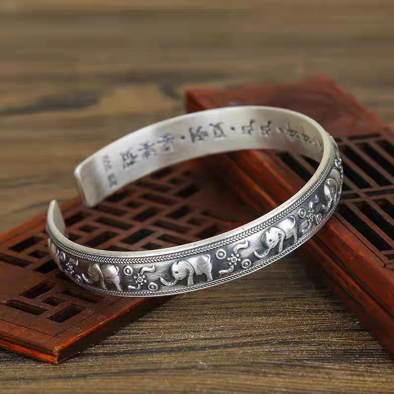 足银手镯 【七牌银楼】纯银吉象如意手镯