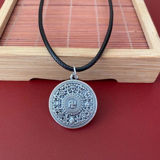 吊坠足银 《七牌银楼》纯银八宝罗盘吊坠