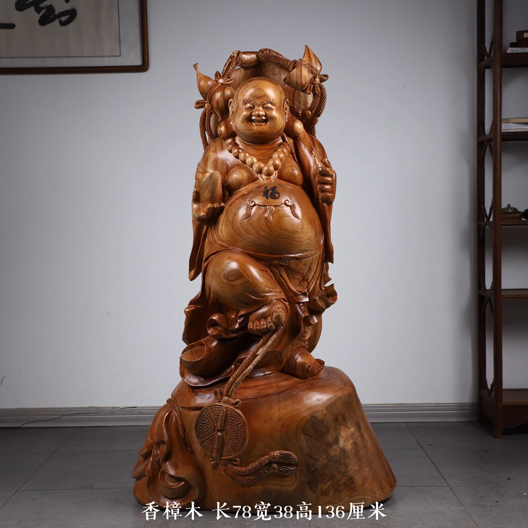 香樟木雕摆件家居招财弥勒佛实木手工雕刻观音财神达摩崖柏根雕