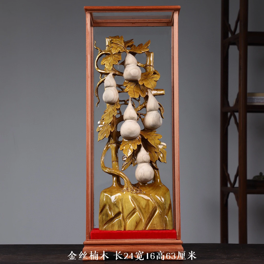 金丝楠木雕摆件葫芦五福临门家居客厅根雕实木手工雕刻工艺品礼品