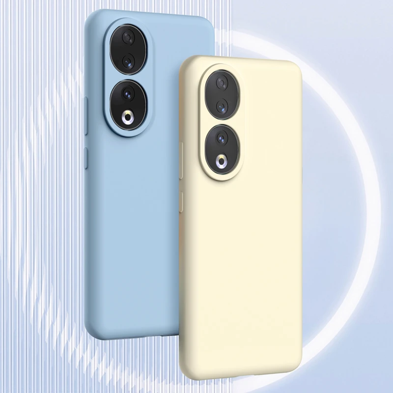 适用荣耀90手机壳90Pro液态硅胶软壳简约纯色磨砂 全包防摔保护套