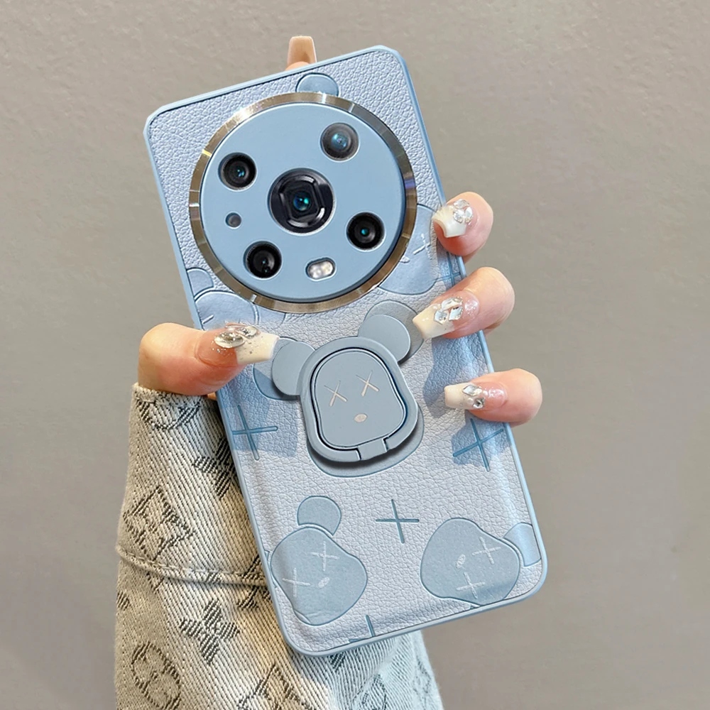 适用荣耀magic4pro手机壳新款magic4卡通m带支架全包防摔曲屏女款