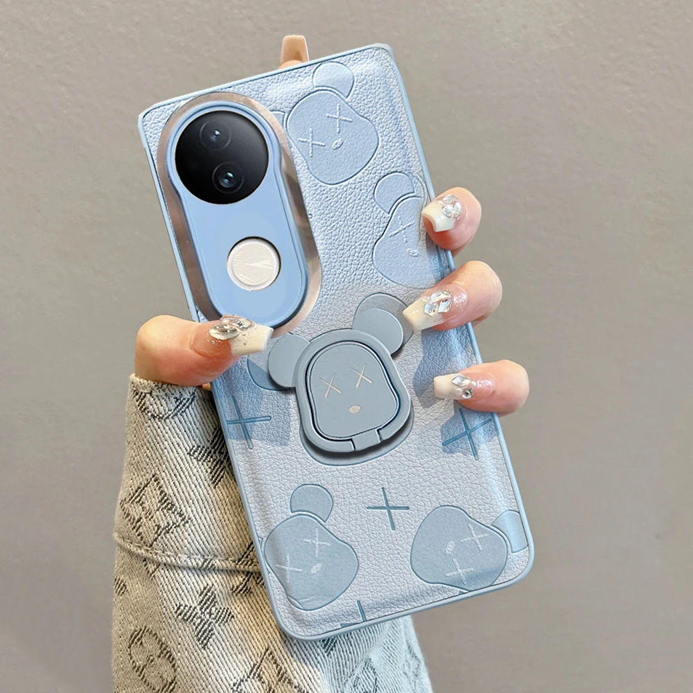 适用vivos20手机壳新款s20pro卡通高级感皮纹带支架p全包防摔男女