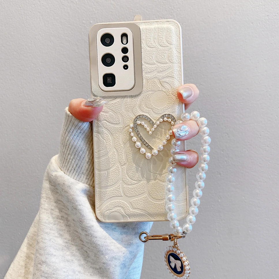 适用华为p40手机壳p40pro新款女ins风简约轻奢高级感手链全包防摔