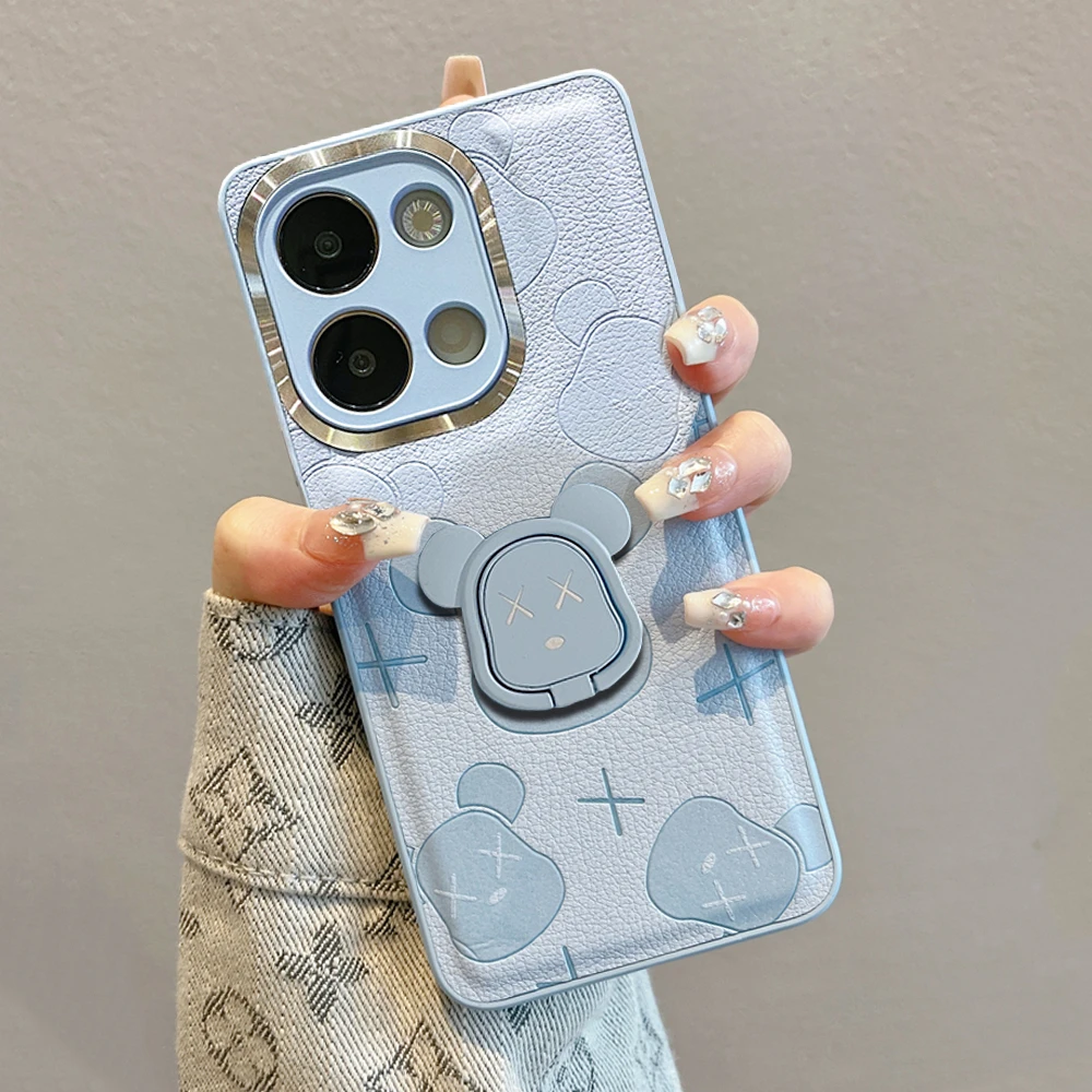 适用opporeno9手机壳reno9pro新款卡通带支架9pro+全包防摔女曲屏