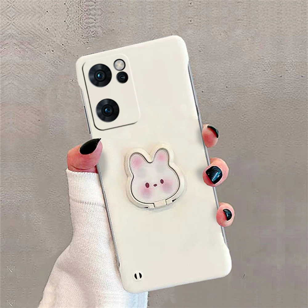 适用opporeno7手机壳新款7pro无边框半包硬壳7se简约可爱带支架女