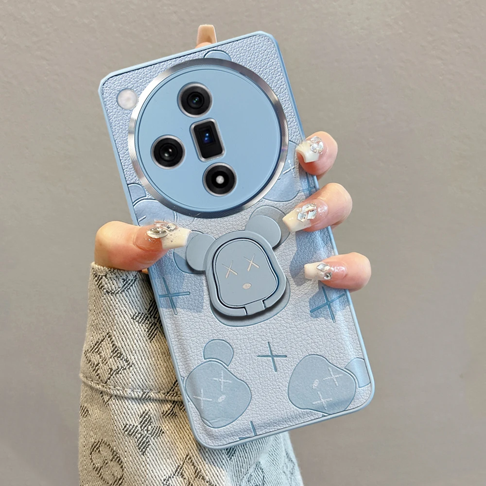 适用oppofindx7手机壳新款findx7ultra高级卡通皮纹U曲屏防摔女款
