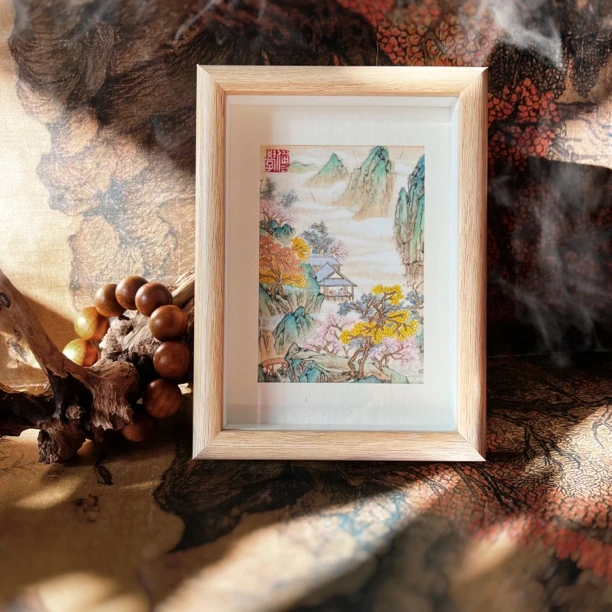 国韵山水画桌面摆件相框客厅房间装饰挂画东方神韵摆台
