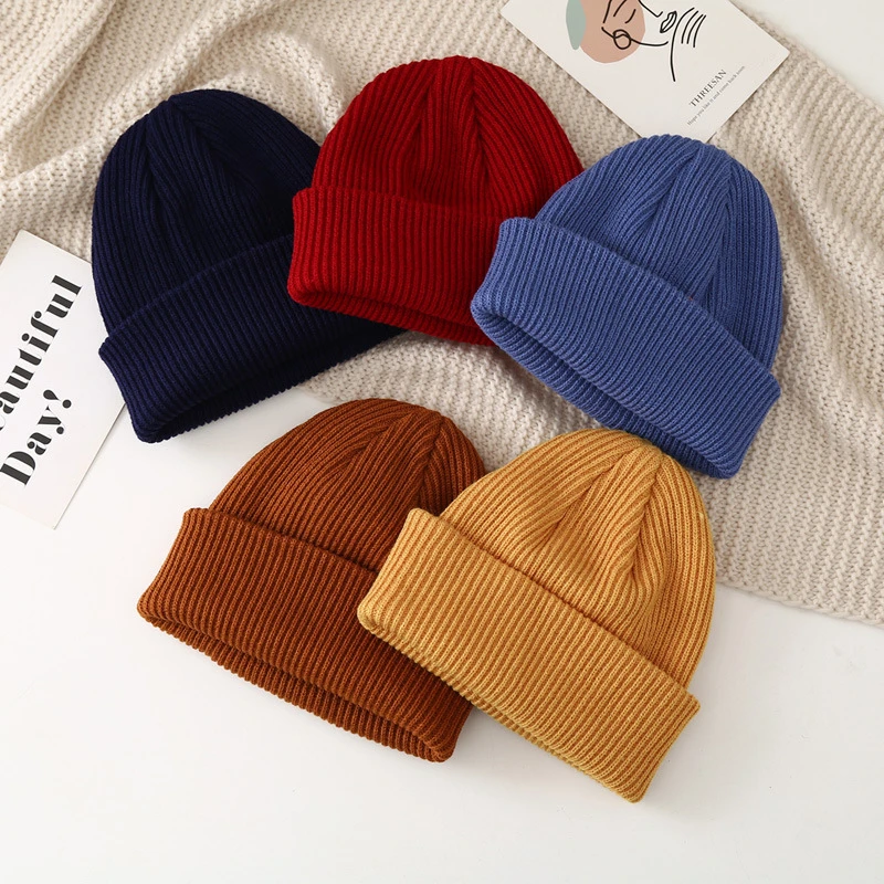 新品爆款帽子女时尚秋冬毛线帽男保暖针织帽骑行套头帽简约瓜皮帽