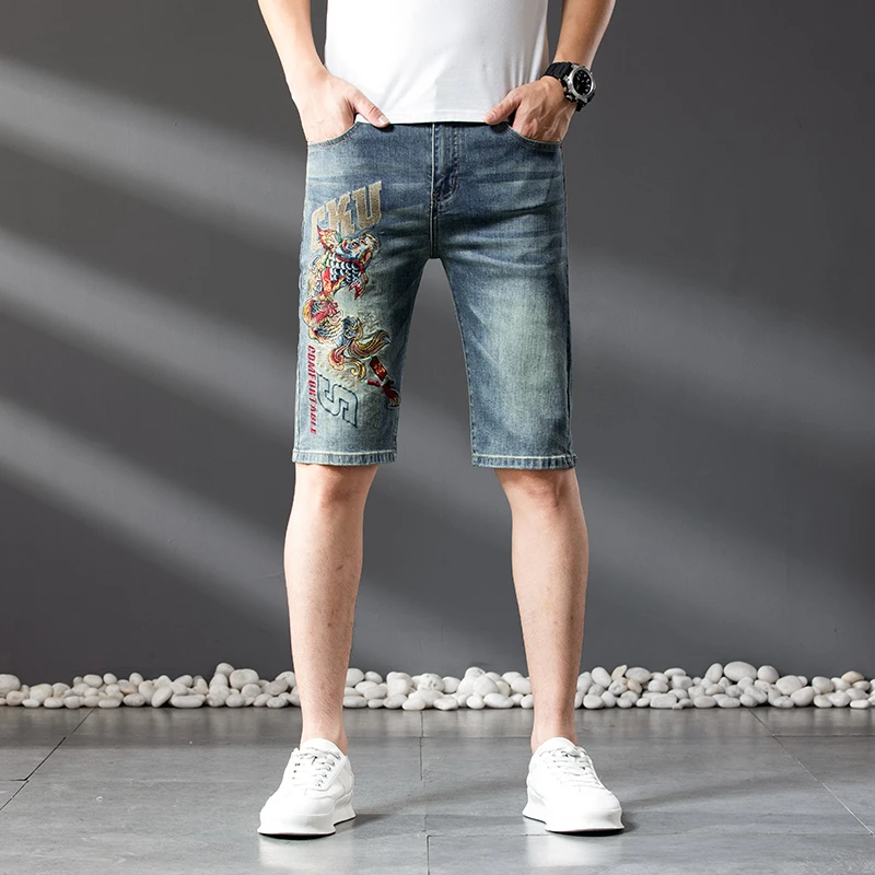 825牛仔裤男破洞潮牌弹力直筒修身刺绣牛仔裤男款爆款2025新款