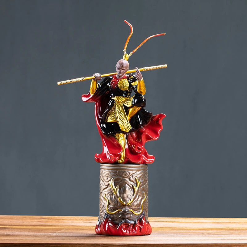 齐天大圣孙悟空摆件禅意家居玄关造景陶瓷客厅车载装饰品新中式