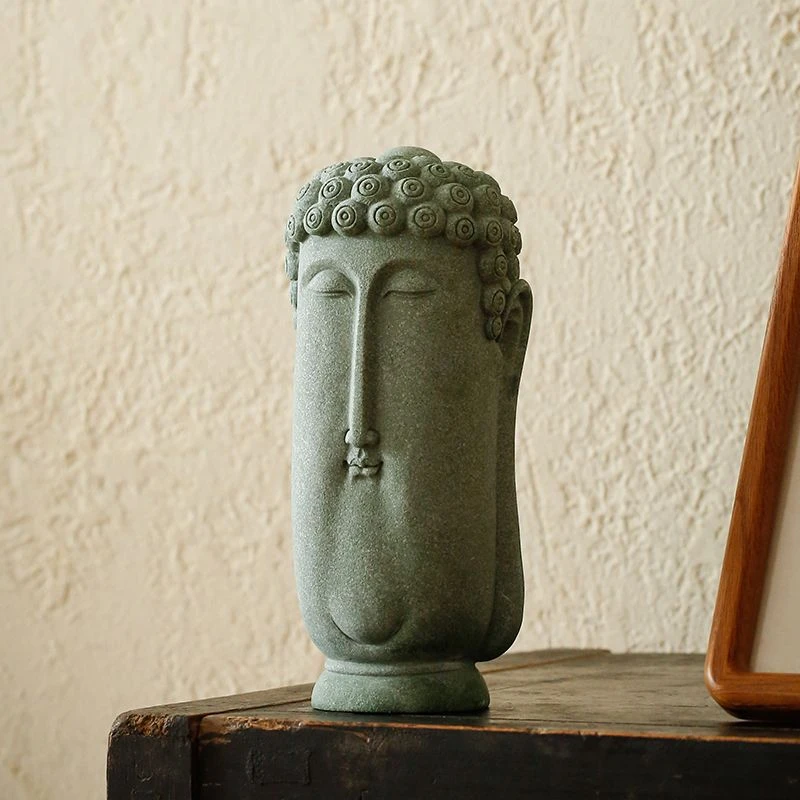 新中式佛头装饰品摆件桌面创意微景观鱼缸盆景造景佛像家居摆设