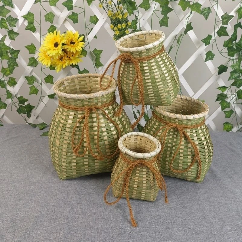 竹编小鲜花速递花卉仿真绿植园艺  花瓶/花器/花盆花架鱼篓