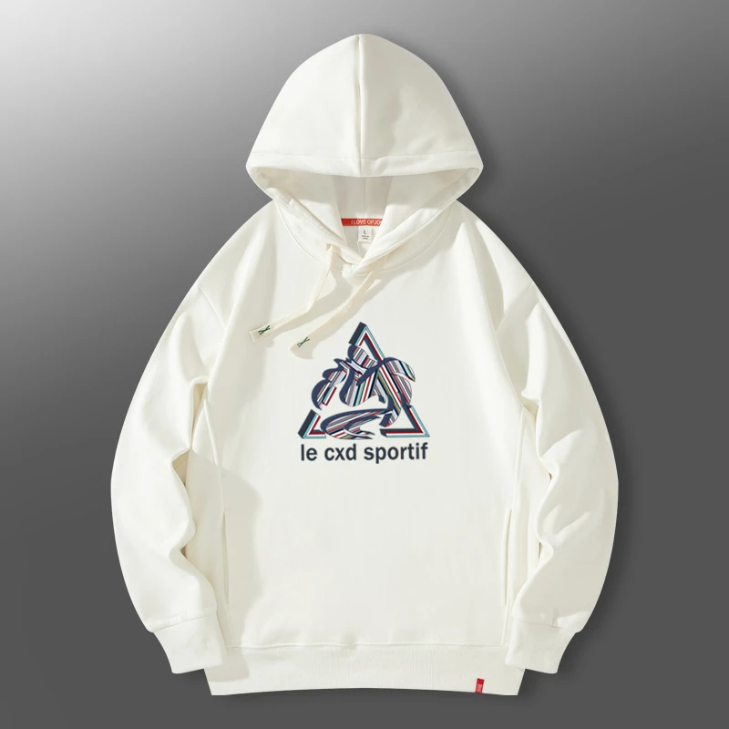 法国公鸡先生连帽卫衣男秋冬新款国潮宽松戴帽子长袖打底外套运动