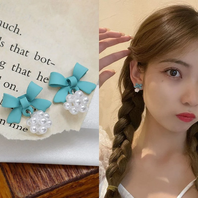 铜合金耳饰 蝴蝶结青春气质葡萄耳坠2024年新款潮小众设计ins可爱