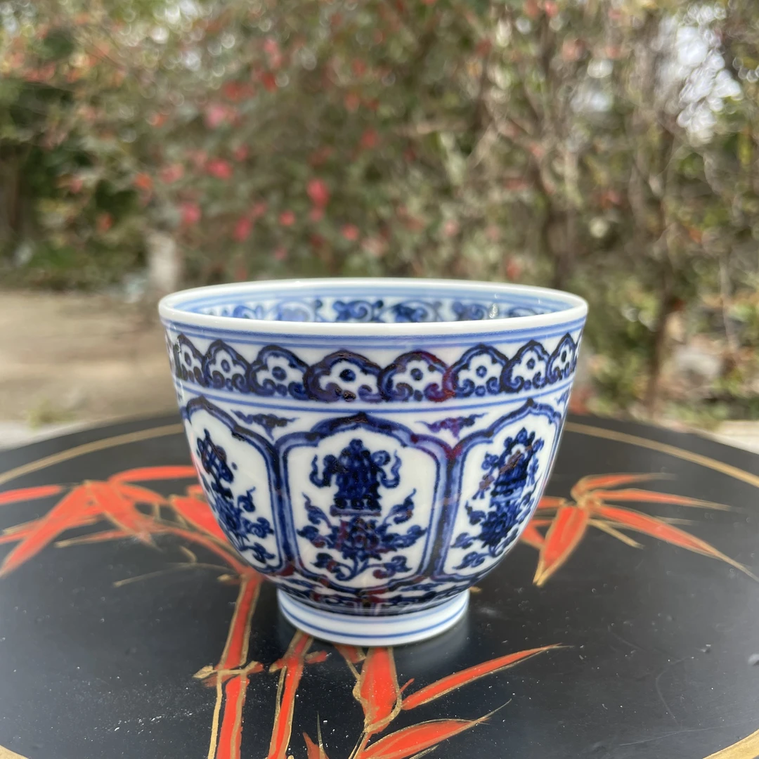 舜瓷天工一品舒斌武莲托复古八宝杯陶瓷龙纹花纹柴窑主人杯手绘