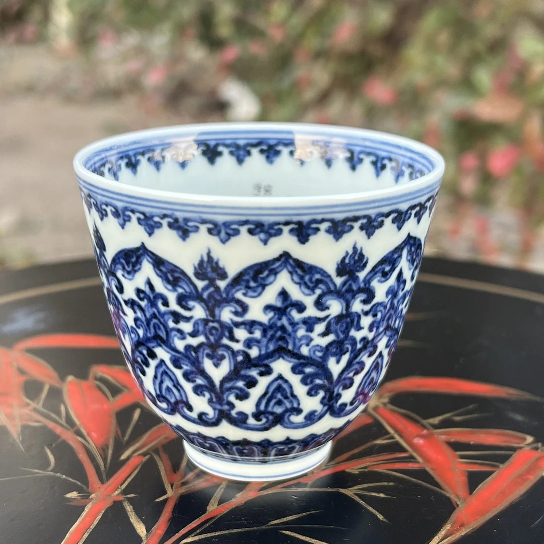 舜瓷天工一品舒斌武保相缠枝如意纹杯闻香杯握手杯铃铛杯纯手工