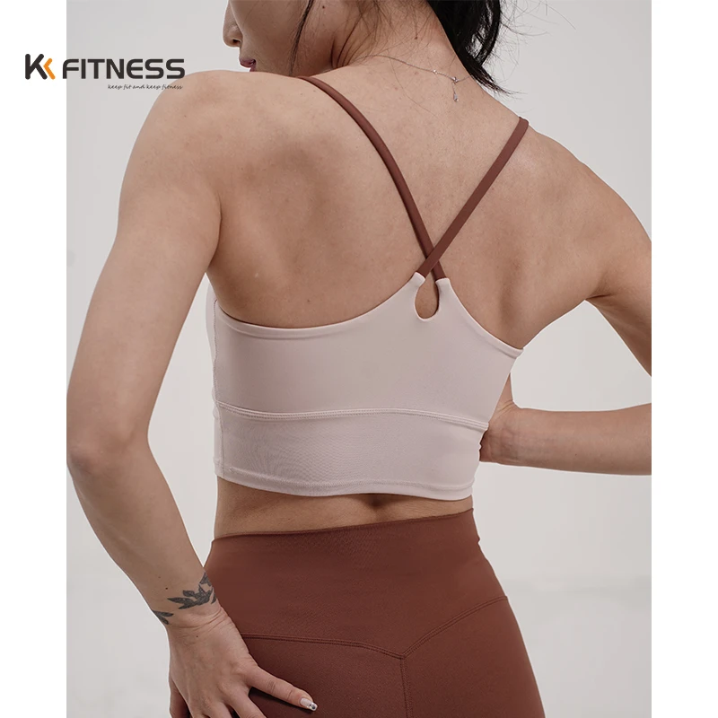 kk fitness运动背心女夏天速干健身内衣裸感中度支撑跳绳瑜伽文胸