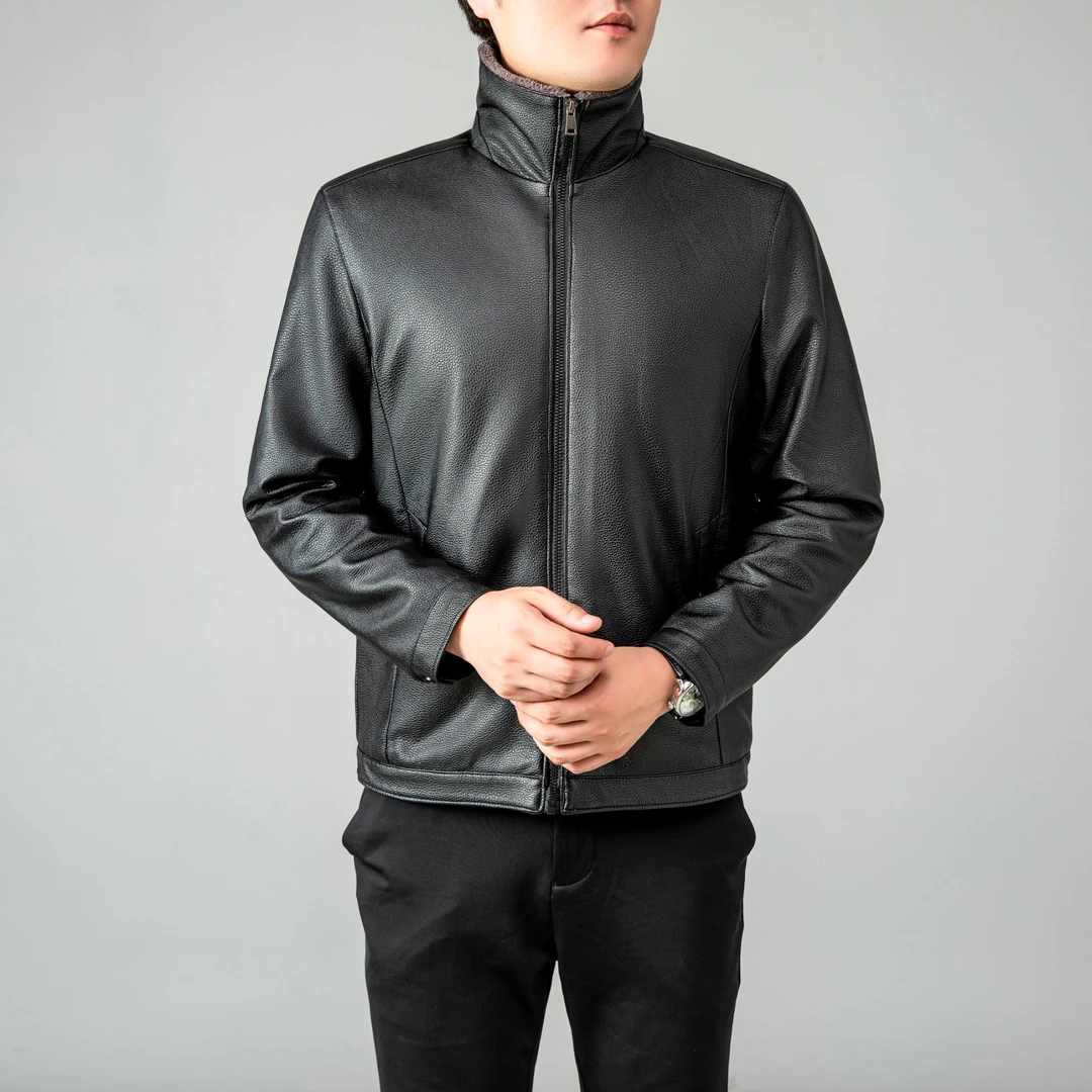 【刘总福利】新款皮衣外套冬季中年男士皮夹克加绒加厚款-015