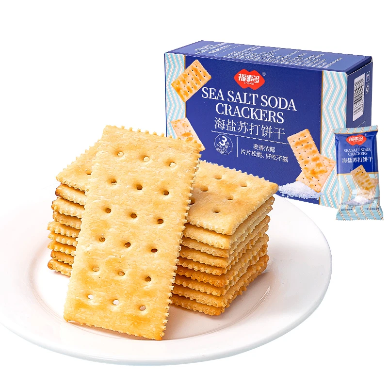 福事多海盐苏打饼干180g×1盒9包27片早餐充饥解馋零食休闲小吃