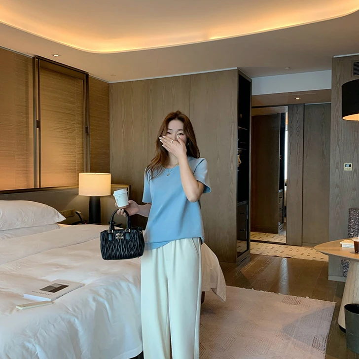 短袖t恤2024新款夏季女装胖mm大码显瘦正肩上衣女短袖T恤衫