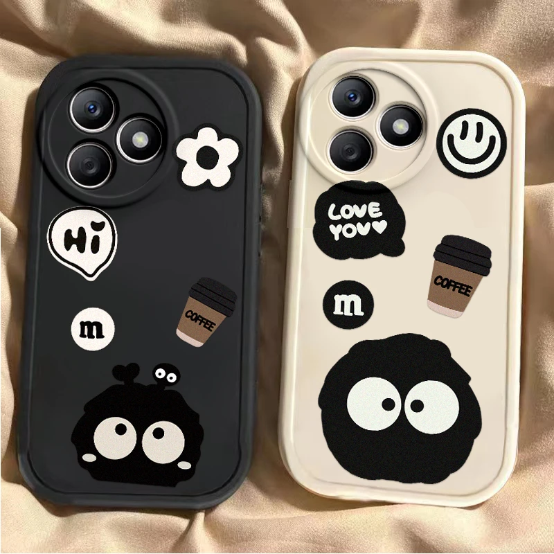 荣耀X50i+手机壳荣耀X50i硅胶卡通可爱全包套保护套男女咖啡煤球