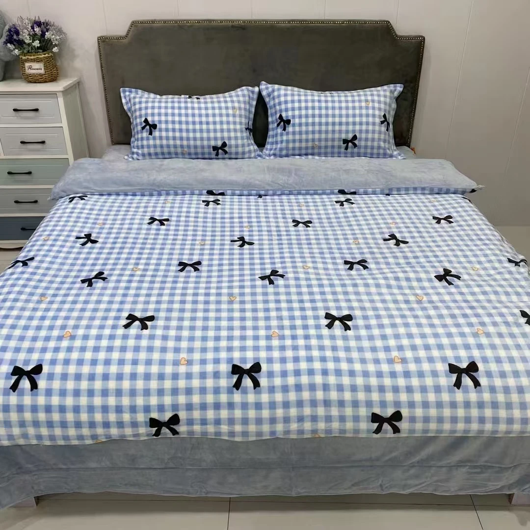 印花牛奶绒四件套卡通款大床